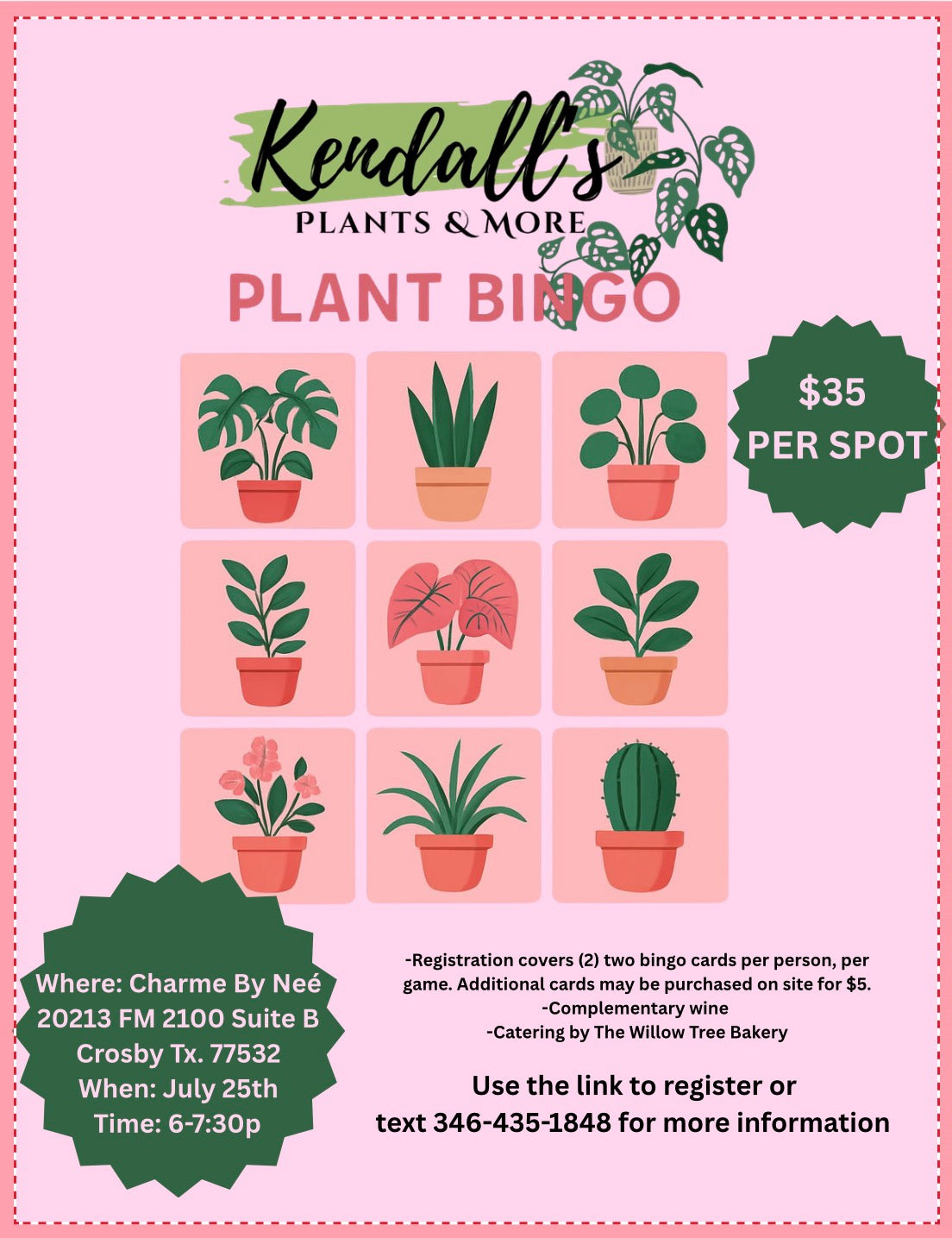 Plant Bingo @Charme July 27th