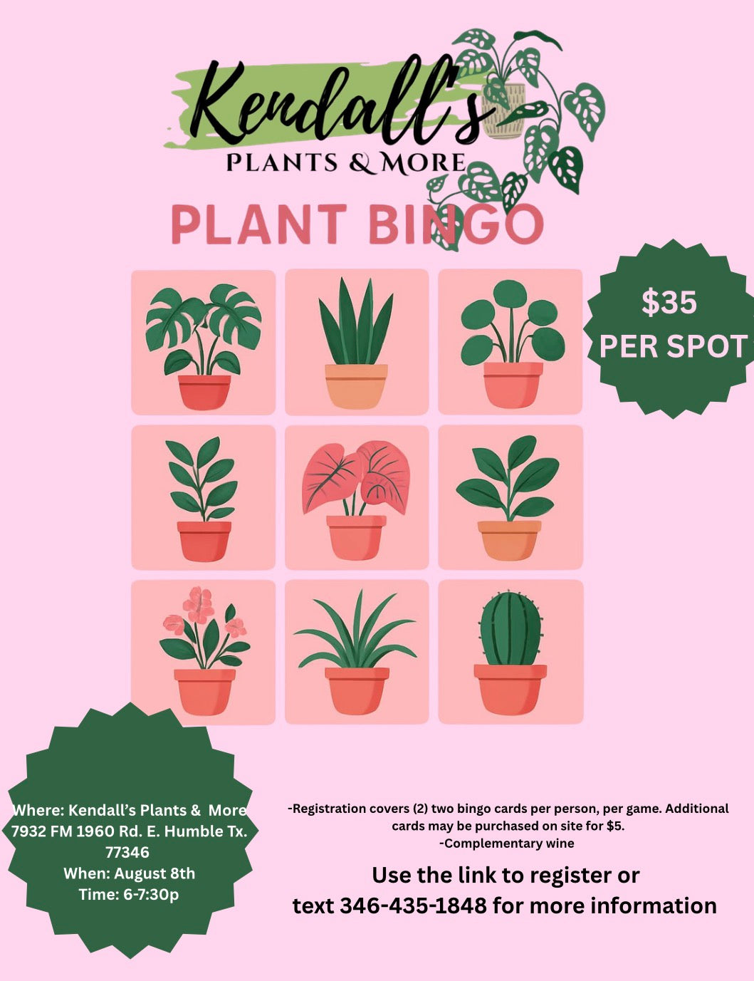 Plant Bingo Aug.8th